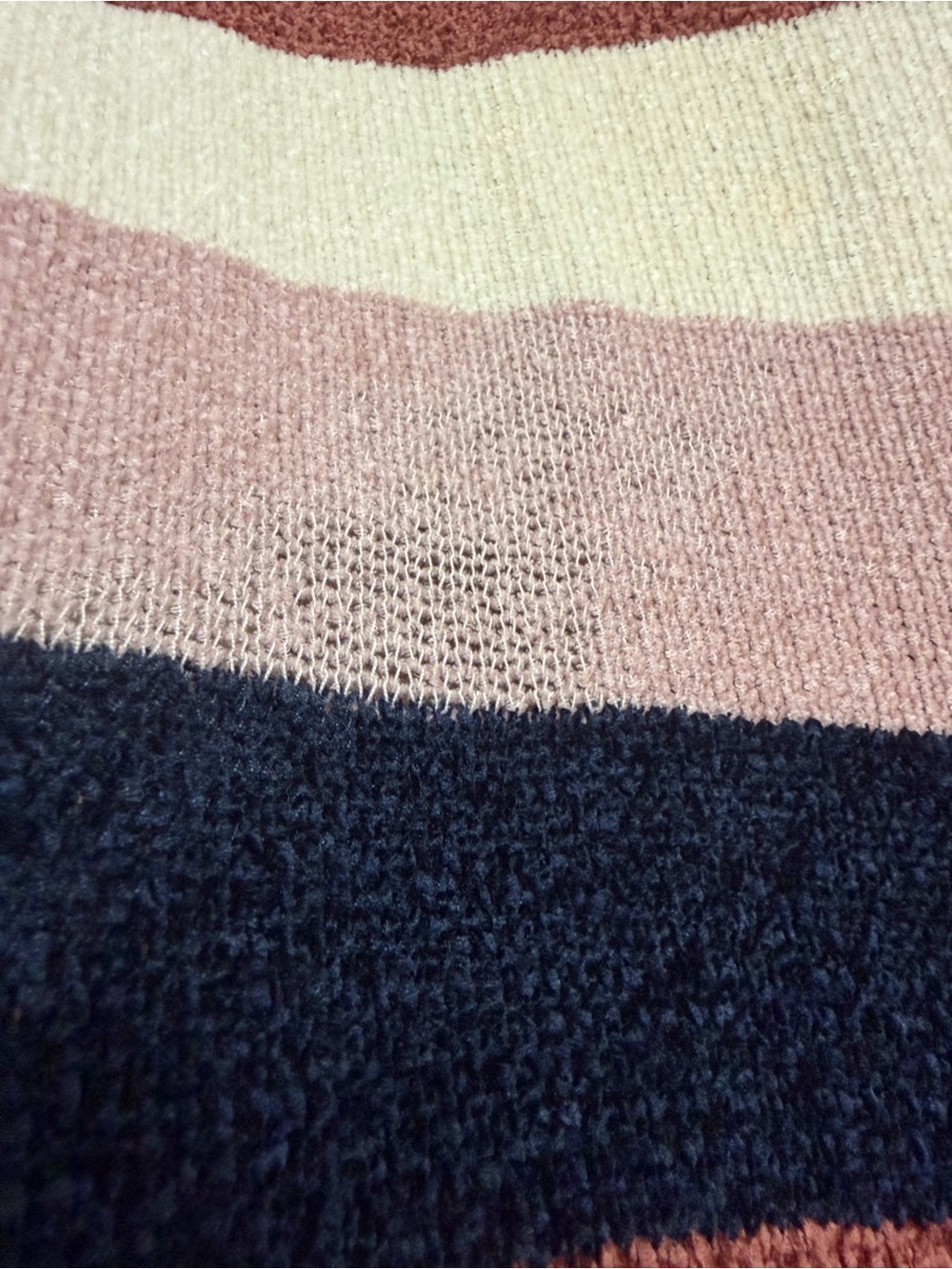 Striped Crewneck Sweater in Pink, Navy, Cream & Rust - Picture 3 of 3